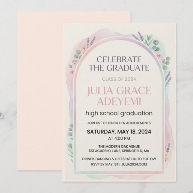 Customisable College Graduation Announcement Card (Front/Back)
