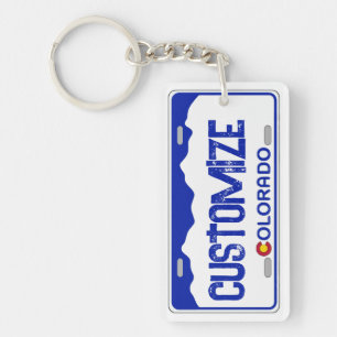 Customisable Colorado blue license plate keychain