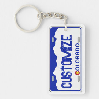 Customisable Colorado blue license plate keychain