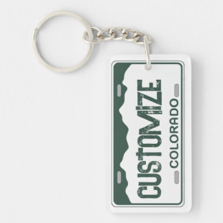 Customisable Colorado license plate green keychain