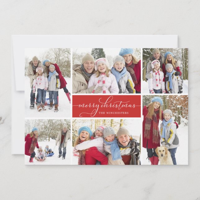 Customisable Colour Christmas Collage Holiday Card (Front)