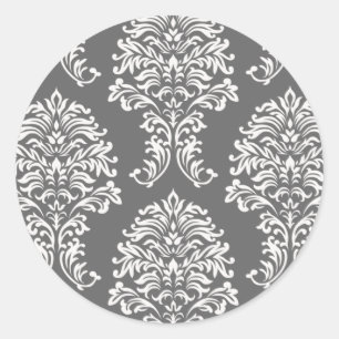 Customisable Colour Damask Classic Round Sticker