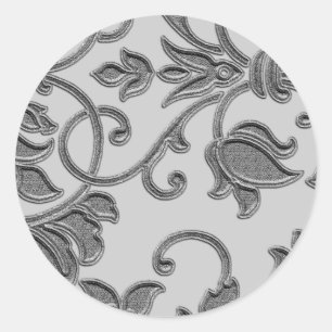 Customisable Colour Damask Classic Round Sticker