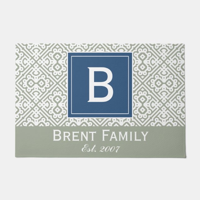 Customisable Colour Door Mat, Grey Blue Doormat (Front)