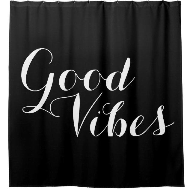 Customisable Colour Good Vibes Happy Uplifting Shower Curtain (Front)