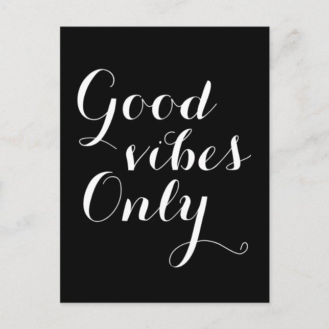 Customisable Colour Good Vibes Only Motivational Postcard (Front)
