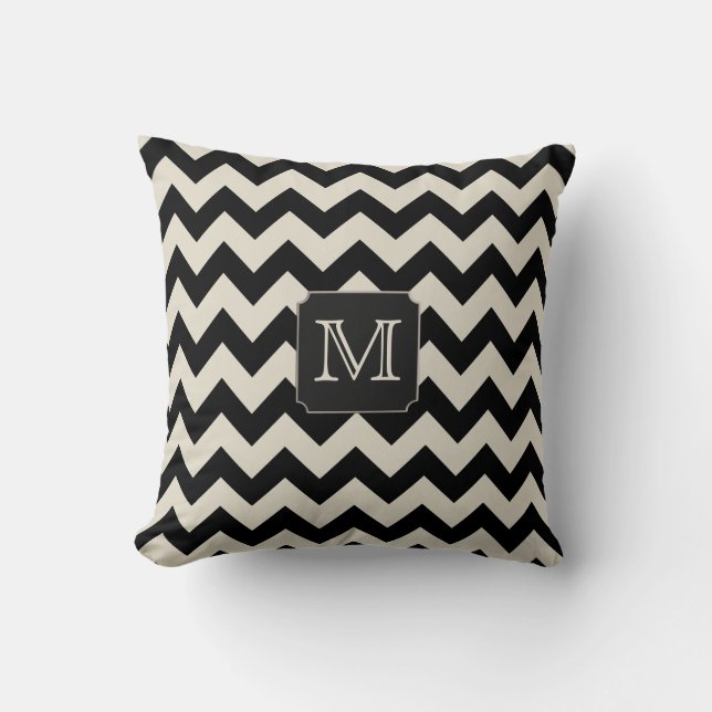 Customisable Colour - Monogram Chevron Cushion (Front)