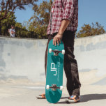 Customisable Colour Monogram Name Teal Template Skateboard<br><div class="desc">Custom Teal Blue Green Template Monogram Name Add Your Name Image Logo Modern Elegant Template Skateboard.</div>