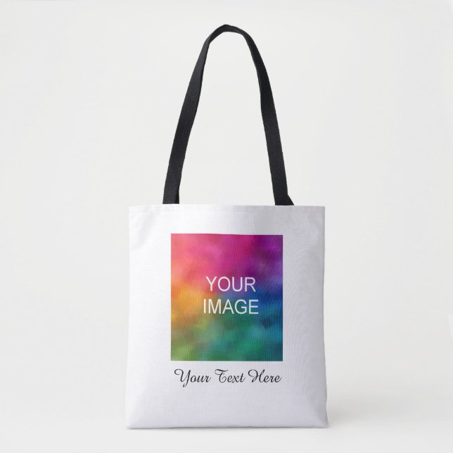 Customisable Colour Photo Text Template Calligraph Tote Bag (Front)