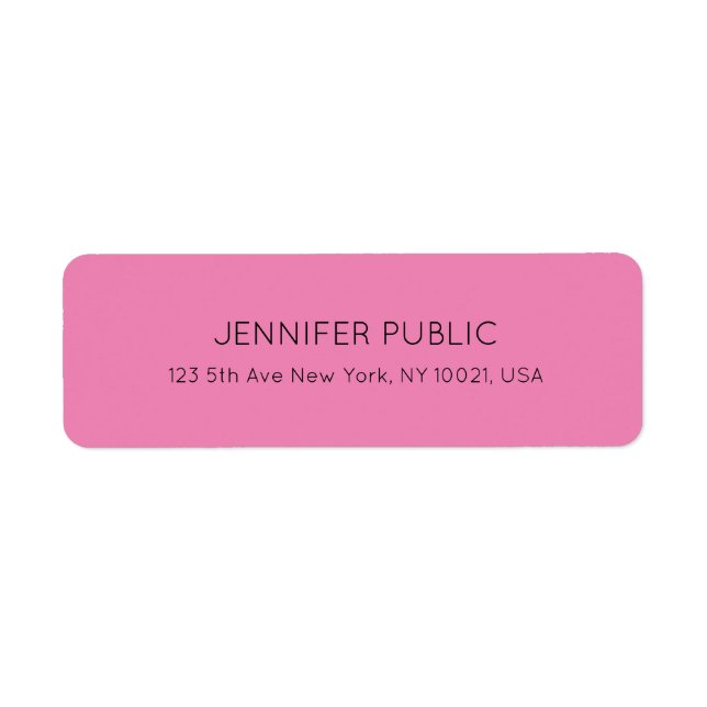 Customisable Colour & Text Pink Return Address (Front)