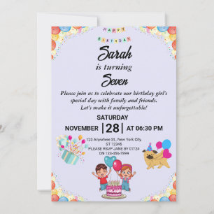 Customisable Colourful Birthday Party Invitation