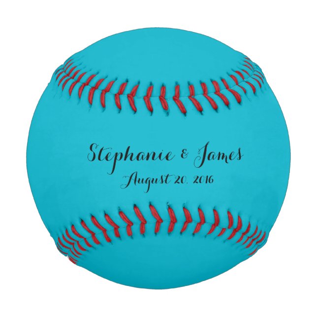 Customisable Colourful Blue Weddings Marriage Baseball (Front)