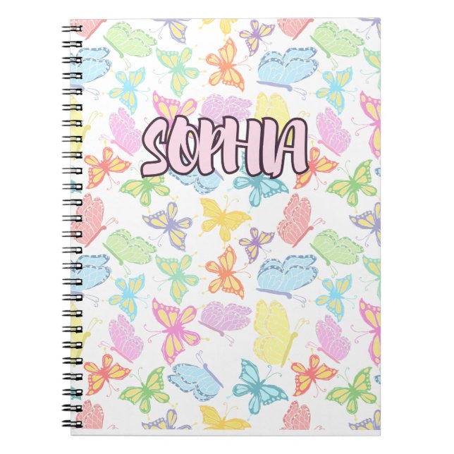 Customisable Colourful butterflies AOP Notebook (Front)