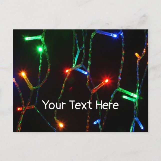 Customisable colourful Christmas lights Postcard (Front)