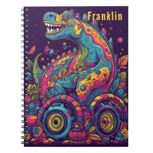 Customisable Colourful Dinosaur Monster Truck  Notebook (Front)
