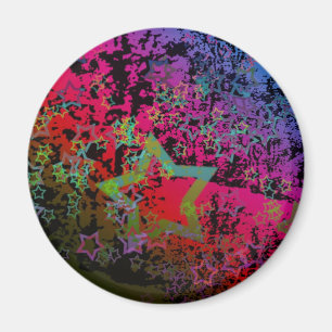Customisable Colourful Grungy Star design Magnet