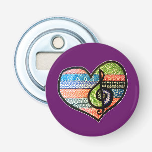 Customisable Colourful Music Lovers Heart Bottle Opener