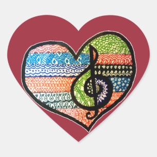 Customisable Colourful Music Lovers Heart Sticker