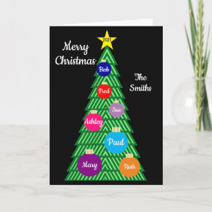 Customisable Colourful Ornament Christmas Tree Car Holiday Card