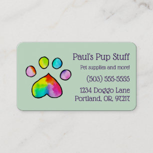 Customisable Colourful Paw Print Business Card