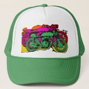 Customisable Colourful Pop Art Motorcycles Trucker Hat