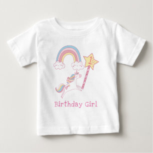 Customisable Colourful Unicorn Magic Wand Birthday Baby T-Shirt