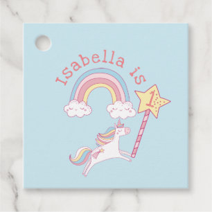 Customisable Colourful Unicorn Magic Wand Birthday Favour Tags