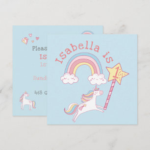 Customisable Colourful Unicorn Magic Wand Birthday Thank You Card
