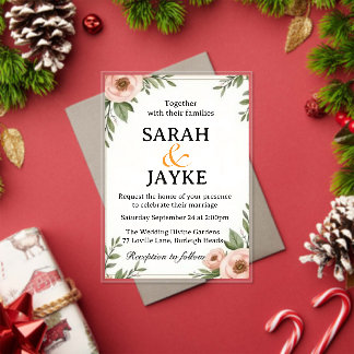"Customisable Colourful Watercolor Floral Wedding  Acrylic Invitations