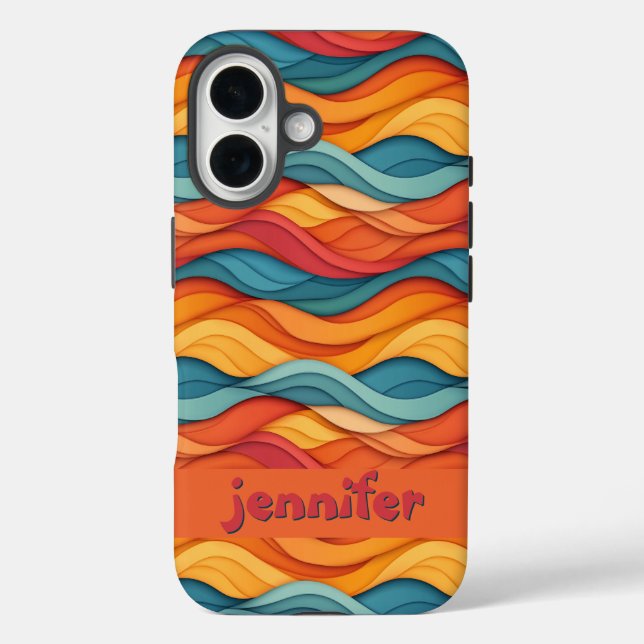 Customisable Colourful Wave Pattern Case-Mate iPhone Case (Back)
