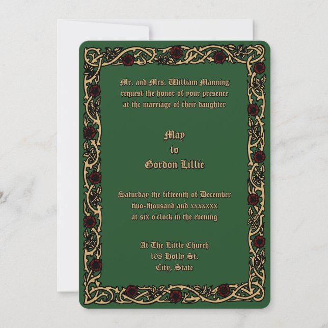 Customisable Colours Floral Foliage Vine Border Invitation (Front)