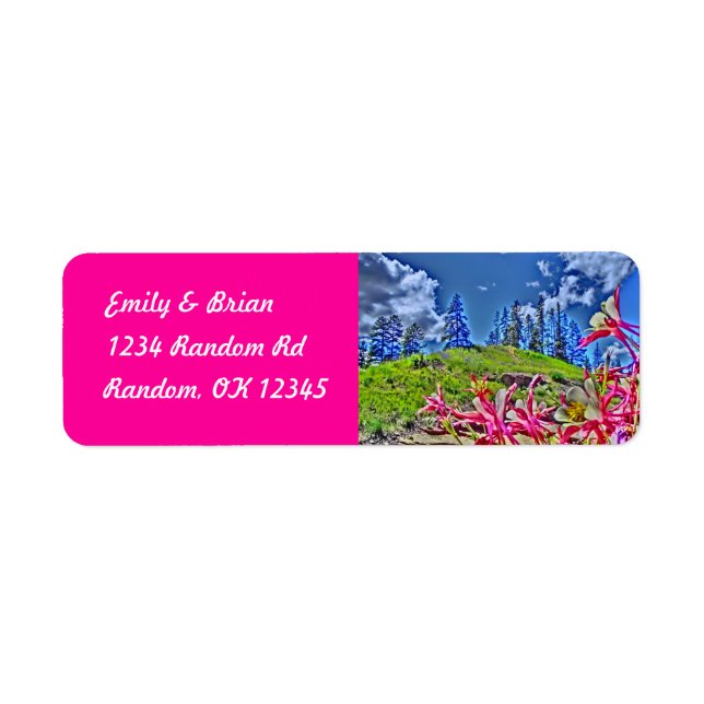 Customisable columbine flowers pink labels (Front)