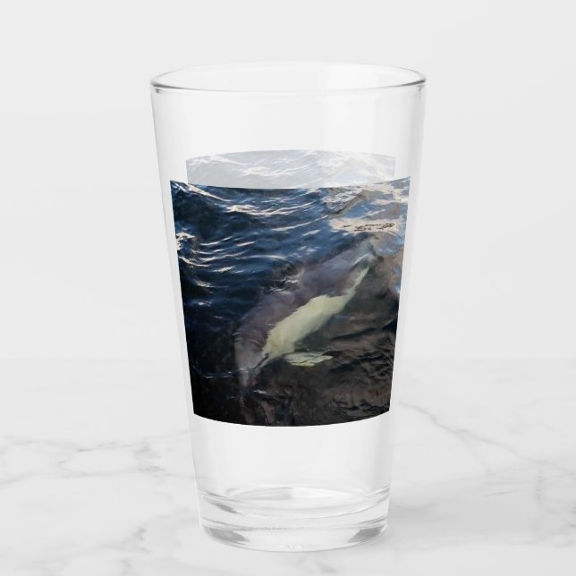Customisable Common Dolphin Swimming Ocean Glass (Front)