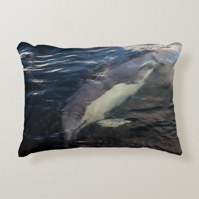 Customisable Common Dolphin Swimming Underwater Decorative Cushion (Front)