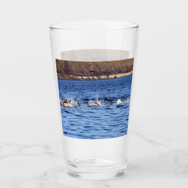 Customisable Common Dolphins Porpoising Glass (Front)