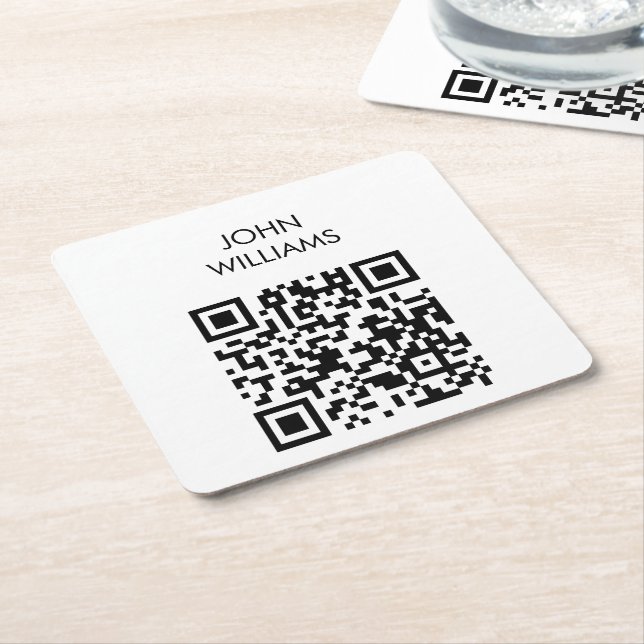 Customisable Company Exhibition Opening QR Code Square Paper Coaster (Angled)