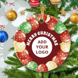 Customisable Company Logo Christmas Balloons Red  Ceramic Tree Decoration