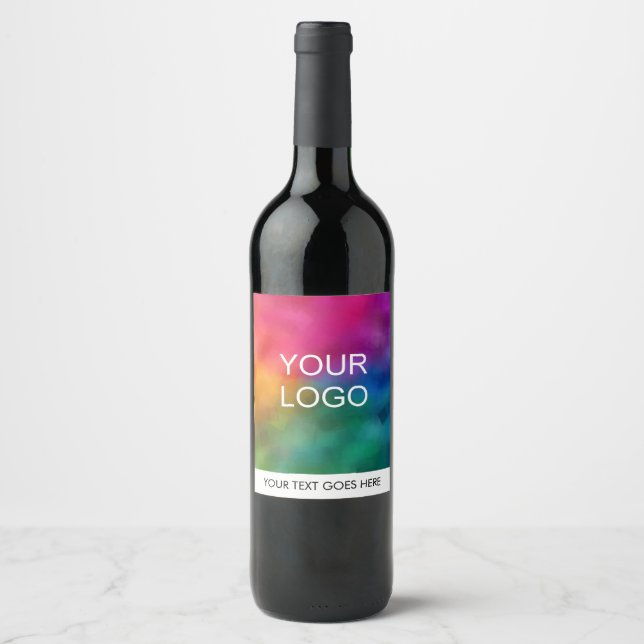 Customisable Company Logo Text Here Trendy Wine Label (Front)