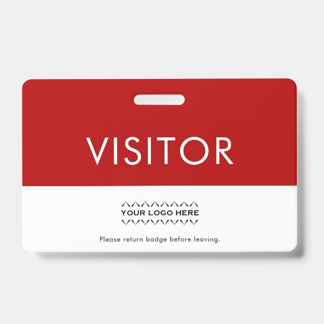 Customisable Company Logo Visitor Badge | Red ID Badge (Front)