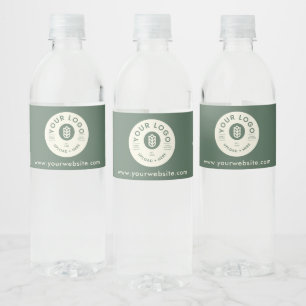 Customisable Company Logo Website Sage Green Water Bottle Label
