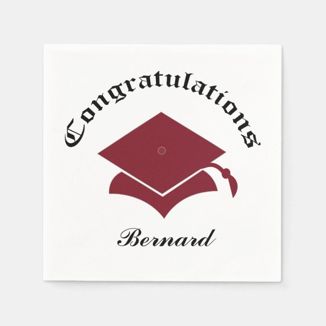 Customisable Congrats Graduation Napkins - maroon (Front)