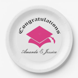 Customisable Congrats on Graduation Plates - pink