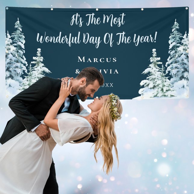 Customisable Congratulations Winter Wedding Banner (Winter Wedding Banner)