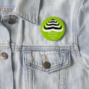 Customisable Cool and fun Moustache Christmas Tree 6 Cm Round Badge
