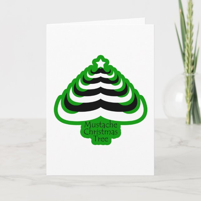 Customisable Cool and fun Moustache Christmas Tree Holiday Card (Front)