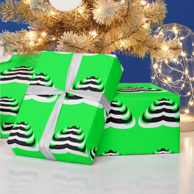 Customisable Cool and fun Moustache Christmas Tree Wrapping Paper (Holidays)