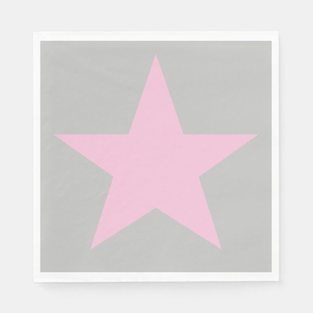 Customisable Cool and Funky Pink and Grey Star Napkin (Front)