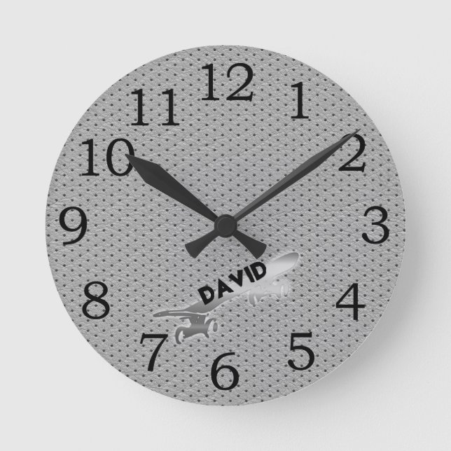 Customisable Cool Skateboarding Round Clock (Front)