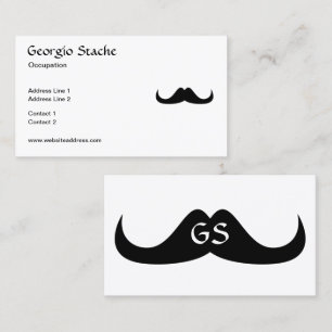 Customisable Cool White Black Handlebar moustache Business Card
