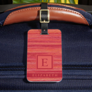Customisable Coral Pink Red Orange Marble Lines Luggage Tag